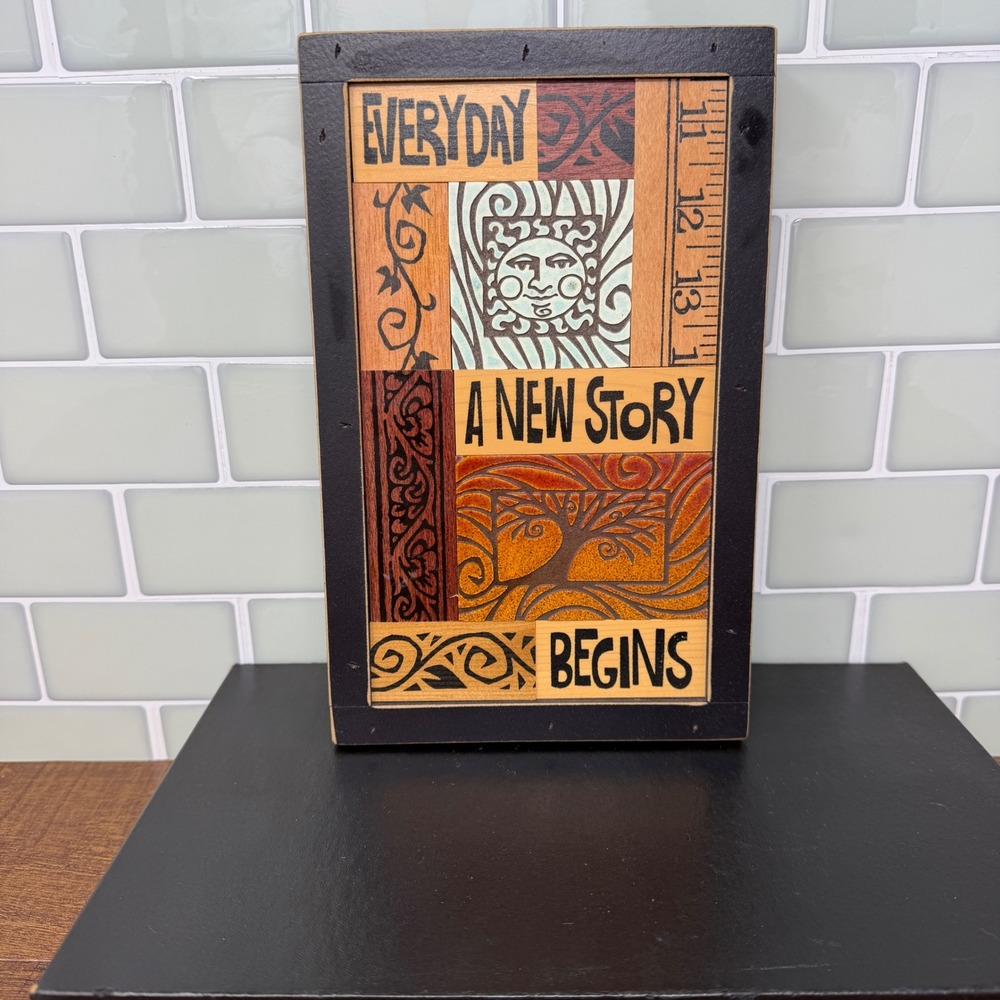 Macone Clay Wood Ceramic Art Plaque Sun Tree Boho Cottagecore Inspiration 9.5"
